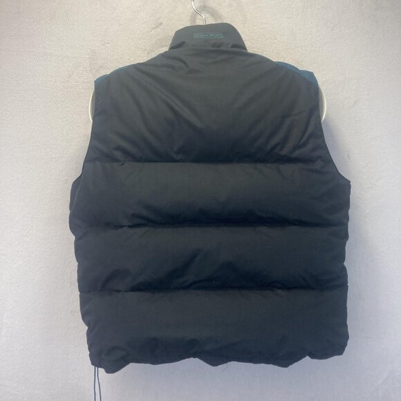 Vintage 90s Down Puffer Vest Mens Large L Black Blue Zip Warm Insulated Winter - Picture 16 of 16